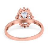 Halo Style Oval Engagement Ring Simulated Cubic Zirconia 925 Sterling Silver