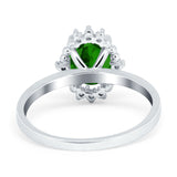 Halo Style Oval Engagement Ring Simulated Cubic Zirconia 925 Sterling Silver