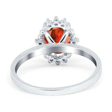 Halo Style Oval Engagement Ring Simulated Cubic Zirconia 925 Sterling Silver