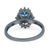 Halo Style Oval Engagement Ring Simulated Cubic Zirconia 925 Sterling Silver