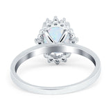 Halo Style Oval Engagement Ring Simulated Cubic Zirconia 925 Sterling Silver