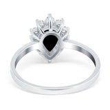 Halo Teardrop Pear Wedding Ring Simulated Cubic Zirconia 925 Sterling Silver