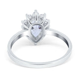 Halo Teardrop Pear Wedding Ring Simulated Cubic Zirconia 925 Sterling Silver