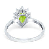 Halo Teardrop Pear Wedding Ring Simulated Cubic Zirconia 925 Sterling Silver