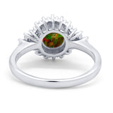 Halo Vintage Engagement Ring Round Simulated Cubic Zirconia 925 Sterling Silver
