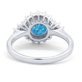 Halo Vintage Engagement Ring Round Simulated Cubic Zirconia 925 Sterling Silver
