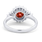 Halo Vintage Engagement Ring Round Simulated Cubic Zirconia 925 Sterling Silver