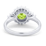 Halo Vintage Engagement Ring Round Simulated Cubic Zirconia 925 Sterling Silver