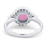 Halo Vintage Engagement Ring Round Simulated Cubic Zirconia 925 Sterling Silver