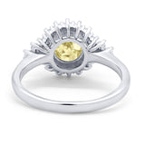 Halo Vintage Engagement Ring Round Simulated Cubic Zirconia 925 Sterling Silver
