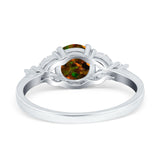 Art Deco Engagement Ring Round Simulated Cubic Zirconia 925 Sterling Silver