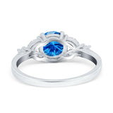 Art Deco Engagement Ring Round Simulated Cubic Zirconia 925 Sterling Silver