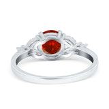 Art Deco Engagement Ring Round Simulated Cubic Zirconia 925 Sterling Silver