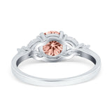 Art Deco Engagement Ring Round Simulated Cubic Zirconia 925 Sterling Silver