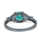 Art Deco Engagement Ring Round Simulated Cubic Zirconia 925 Sterling Silver