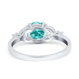 Art Deco Engagement Ring Round Simulated Cubic Zirconia 925 Sterling Silver