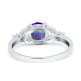 Art Deco Engagement Ring Round Simulated Cubic Zirconia 925 Sterling Silver