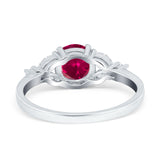 Art Deco Engagement Ring Round Simulated Cubic Zirconia 925 Sterling Silver