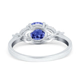 Art Deco Engagement Ring Round Simulated Cubic Zirconia 925 Sterling Silver