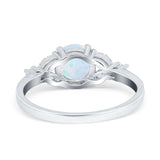 Art Deco Engagement Ring Round Simulated Cubic Zirconia 925 Sterling Silver