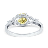 Art Deco Engagement Ring Round Simulated Cubic Zirconia 925 Sterling Silver