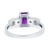 Emerald Cut Wedding Engagement Ring Simulated Cubic Zirconia 925 Sterling Silver