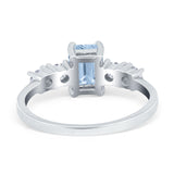 Emerald Cut Wedding Engagement Ring Simulated Cubic Zirconia 925 Sterling Silver