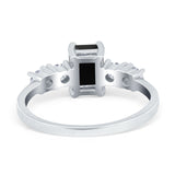 Emerald Cut Wedding Engagement Ring Simulated Cubic Zirconia 925 Sterling Silver