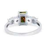 Emerald Cut Wedding Engagement Ring Simulated Cubic Zirconia 925 Sterling Silver