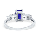 Emerald Cut Wedding Engagement Ring Simulated Cubic Zirconia 925 Sterling Silver