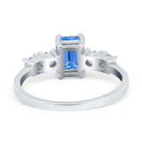 Emerald Cut Wedding Engagement Ring Simulated Cubic Zirconia 925 Sterling Silver