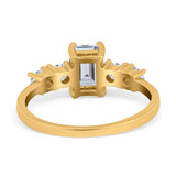 Emerald Cut Wedding Engagement Ring Simulated Cubic Zirconia 925 Sterling Silver