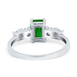 Emerald Cut Wedding Engagement Ring Simulated Cubic Zirconia 925 Sterling Silver
