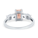 Emerald Cut Wedding Engagement Ring Simulated Cubic Zirconia 925 Sterling Silver