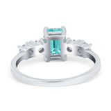 Emerald Cut Wedding Engagement Ring Simulated Cubic Zirconia 925 Sterling Silver