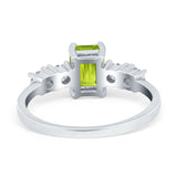 Emerald Cut Wedding Engagement Ring Simulated Cubic Zirconia 925 Sterling Silver