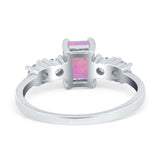 Emerald Cut Wedding Engagement Ring Simulated Cubic Zirconia 925 Sterling Silver