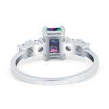 Emerald Cut Wedding Engagement Ring Simulated Cubic Zirconia 925 Sterling Silver