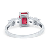 Emerald Cut Wedding Engagement Ring Simulated Cubic Zirconia 925 Sterling Silver