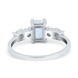Emerald Cut Wedding Engagement Ring Simulated Cubic Zirconia 925 Sterling Silver