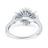Vintage Oval Engagement Ring Simulated Cubic Zirconia 925 Sterling Silver