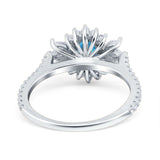 Vintage Oval Engagement Ring Simulated Cubic Zirconia 925 Sterling Silver