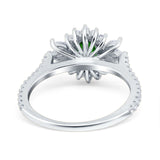 Vintage Oval Engagement Ring Simulated Cubic Zirconia 925 Sterling Silver