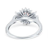 Vintage Oval Engagement Ring Simulated Cubic Zirconia 925 Sterling Silver
