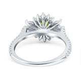 Vintage Oval Engagement Ring Simulated Cubic Zirconia 925 Sterling Silver