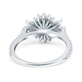 Vintage Oval Engagement Ring Simulated Cubic Zirconia 925 Sterling Silver