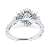 Vintage Oval Engagement Ring Simulated Cubic Zirconia 925 Sterling Silver
