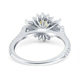 Vintage Oval Engagement Ring Simulated Cubic Zirconia 925 Sterling Silver