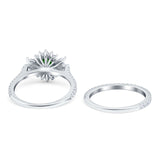 Two Piece Art Deco Marquise Simulated CZ Wedding Ring 925 Sterling Silver