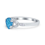Art Deco Teardrop Bridal Ring Simulated Cubic Zirconia 925 Sterling Silver